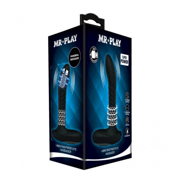 MR PLAY - Rotating Beads Vibration Prostate Massager (Chargeable - Black) MR PLAY - Rotating Beads Vibration Prostate Massager (Chargeable - Black)